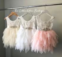 White flower girl dress White lace dress Blush Flower Girl dress Toddler flower girl dress lace dress rustic dress pink first Birthday dress wedding photo - White flower girl dress White lace dress Blush Flower Girl dress Toddler flower girl dress lace dress rustic dress pink first Birthday dress