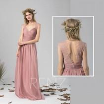 Bridesmaid Dress Dusty Rose Chiffon Dress Wedding Dress,Ruched V Neck Maxi Dress,Illusion Back Party Dress,Sleeveless Evening Dress(L422) wedding photo - Bridesmaid Dress Dusty Rose Chiffon Dress Wedding Dress,Ruched V Neck Maxi Dress,Illusion Back Party Dress,Sleeveless Evening Dress(L422)