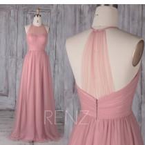 Bridesmaid Dress Dusty Pink Tulle Dress,Wedding Dress,Illusion Sweetheart Maxi Dress,Halter Sleeveless Prom Dress,A-Line Party Dress(HS488B) wedding photo - Bridesmaid Dress Dusty Pink Tulle Dress,Wedding Dress,Illusion Sweetheart Maxi Dress,Halter Sleeveless Prom Dress,A-Line Party Dress(HS488B)