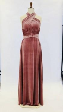 Dusky pink velvet dress, infinity dress, bridesmaid dress, prom dress, ball gown, long dress, evening dress, convertible dress, party dress wedding photo - Dusky pink velvet dress, infinity dress, bridesmaid dress, prom dress, ball gown, long dress, evening dress, convertible dress, party dress