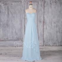 Bridesmaid Dress Light Blue Chiffon Dress,Wedding Dress,Ruched Sweetheart Maxi Dress,A-Line Prom Dress,Strapless Ruffle Party Dress(H635) wedding photo - Bridesmaid Dress Light Blue Chiffon Dress,Wedding Dress,Ruched Sweetheart Maxi Dress,A-Line Prom Dress,Strapless Ruffle Party Dress(H635)