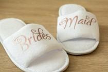 wedding photo - Bridesmaid Slippers Personalised Wedding Slippers Bride, Bridesmaid Gift, Bridal Party , Hen Weekend  Open Toes Spa Slippers 28 colours