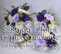 Wedding Bouquet, Bridal Bouquet, Bridesmaid Bouquet, Silk Flower Bouquet, Wedding Flower, 17 Pc Package, Purple, Lavender, Lily of Angeles wedding photo - Wedding Bouquet, Bridal Bouquet, Bridesmaid Bouquet, Silk Flower Bouquet, Wedding Flower, 17 Pc Package, Purple, Lavender, Lily of Angeles