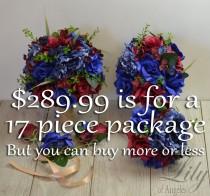 Wedding Bouquet, Bridal Bouquet, Bridesmaid Bouquet, Silk Flower, Wedding Flower, Burgundy, Maroon, Navy, Royal, Blue, Cobalt, LilyOfAngeles wedding photo - Wedding Bouquet, Bridal Bouquet, Bridesmaid Bouquet, Silk Flower, Wedding Flower, Burgundy, Maroon, Navy, Royal, Blue, Cobalt, LilyOfAngeles