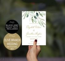 Olive Branch Wedding Invitation Template - Gold - Rustic Watercolor-DIY Printable Wedding Invitation-PDF-Instant Download wedding photo - Olive Branch Wedding Invitation Template - Gold - Rustic Watercolor-DIY Printable Wedding Invitation-PDF-Instant Download