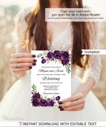 Eggplant Wedding Invitation Template, Boho Chic Wedding Invitation, #A039, Instant Download, Editable PDF wedding photo - Eggplant Wedding Invitation Template, Boho Chic Wedding Invitation, #A039, Instant Download, Editable PDF