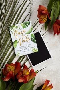 Destination Wedding Save the Date Magnet - Tropical Palm Leaves wedding photo - Destination Wedding Save the Date Magnet - Tropical Palm Leaves