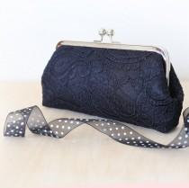 Black Alencon Paisley Lace Clutch wedding photo - Black Alencon Paisley Lace Clutch
