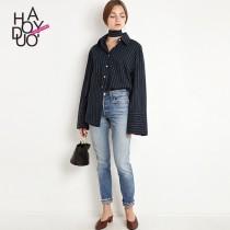 Oversized Split Front Plus Size Summer 9/10 Sleeves Stripped Blouse Top - Bonny YZOZO Boutique Store wedding photo - Oversized Split Front Plus Size Summer 9/10 Sleeves Stripped Blouse Top - Bonny YZOZO Boutique Store