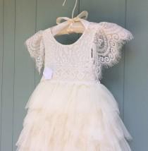 Ivory flower girl dress, Lace flower girl dress, Tulle flower girl dress, Toddler flower girl dress, Ivory tutu dress, First Birthday dress wedding photo - Ivory flower girl dress, Lace flower girl dress, Tulle flower girl dress, Toddler flower girl dress, Ivory tutu dress, First Birthday dress