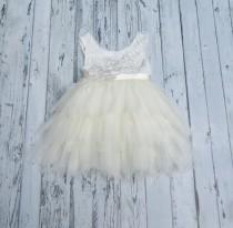 Ivory Flower Girl Dress Lace Flower Girl Dress Ivory tutu dress Boho Flower Girl Dress Infant Flower Girl Dress Tulle Flower Girl Dress wedding photo - Ivory Flower Girl Dress Lace Flower Girl Dress Ivory tutu dress Boho Flower Girl Dress Infant Flower Girl Dress Tulle Flower Girl Dress