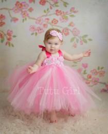 Pink Tutu Dress Flower Girl Toddler Baby Custom Length wedding photo - Pink Tutu Dress Flower Girl Toddler Baby Custom Length