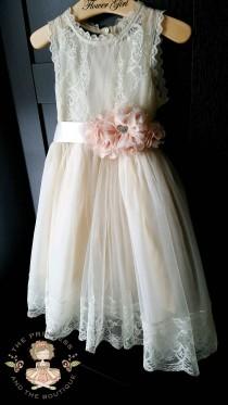 flower girl dress, lace flower girl dress, ,rustic flower girl dress, ivory champagne blush flower girl dress, baby toddler girls dress wedding photo - flower girl dress, lace flower girl dress, ,rustic flower girl dress, ivory champagne blush flower girl dress, baby toddler girls dress