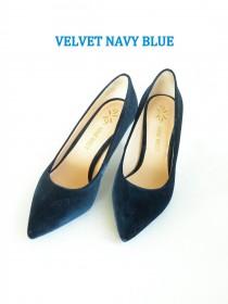 wedding photo - Blue Velvet Pumps- Blue Wedding Shoes- Velvet Bridesmaid Shoes- Christmas Wedding Shoes- Vintage Bride Shoes- Elegant Shoes- Formal Shoes
