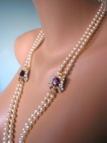 wedding photo -  Purple Bridal Backdrop Necklace
