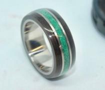Jewelry Damascus Steel Ring Wood Whiskey Barrel Ring Bourbon Wood