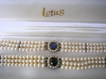 wedding photo -  Vintage LOTUS Royale Pearl Set, Lotus Pearls, Pearl Choker And Bracelet, Sapphire Bridal Choker, Vintage Pearls, Mother of the Bride