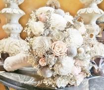Blush Champagne Heather Gray Ivory Sola Bouquet, Sola Flowers Blush Wedding, Champagne Wedding,Alternative Bouquet, Bridal Accessories, Sola wedding photo - Blush Champagne Heather Gray Ivory Sola Bouquet, Sola Flowers Blush Wedding, Champagne Wedding,Alternative Bouquet, Bridal Accessories, Sola