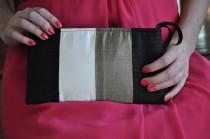 Clutch - The Amy Clutch - Black, Bronze and Ivory color blocked, evening formal wear bag, mother of bride or groom purse wedding photo - Clutch - The Amy Clutch - Black, Bronze and Ivory color blocked, evening formal wear bag, mother of bride or groom purse