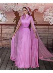wedding photo -  Modern Rosa Abendkleider Lang Tüll Abendkleid Abendmoden Online Modellnummer: XY269
