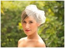 Mini birdcage veil tulle 6 inch vintage blusher veil wedding photo - Mini birdcage veil tulle 6 inch vintage blusher veil