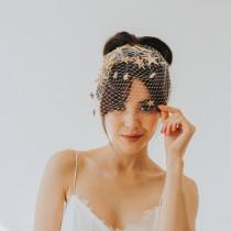 Starburst Glitter Birdcage Bridal Star Veil wedding photo - Starburst Glitter Birdcage Bridal Star Veil