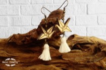 wedding photo -  Paper Crane Earring Dangle Wooden Earring Tassle Birthday Wedding Mother's day Gift Best friend Bridesmaid Maid-of-honor Mother of Groom Mom