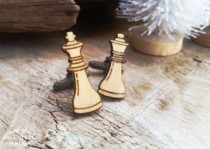wedding photo -  King Queen Chess Wooden Cufflinks Chess pieces board game knight bishop Chess Player Cuff links