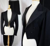 Vintage Tuxedo, Coat Tails, Split Tails, 40s Menswear, Steampunk, Reenactment, 40s Costume wedding photo - Vintage Tuxedo, Coat Tails, Split Tails, 40s Menswear, Steampunk, Reenactment, 40s Costume
