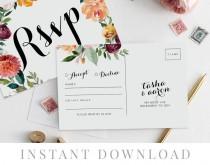 Rsvp Postcard Printable INSTANT DOWNLOAD, Wedding Rsvp Card DIY Printable Invitation, Templett, Editable pdf, Wreath, Autumn Invites, Breeze wedding photo - Rsvp Postcard Printable INSTANT DOWNLOAD, Wedding Rsvp Card DIY Printable Invitation, Templett, Editable pdf, Wreath, Autumn Invites, Breeze