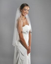 Beaded Veil - Fingertip Wedding Veil - 1 Tier Veil - Ivory Fingertip Veil - Diamond White Veil - Fast Shipping! wedding photo - Beaded Veil - Fingertip Wedding Veil - 1 Tier Veil - Ivory Fingertip Veil - Diamond White Veil - Fast Shipping!