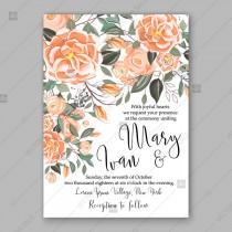 wedding photo -  Peach peony ranunculus wedding invitation vector floral summer