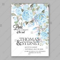 wedding photo -  Wedding invitation blue ranunculus peony brier rose vector floral background autumn
