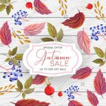 wedding photo -  Autumn Sale flyer template lettering Bright fall leaves privet berry briar berry poster, card, label, banner design floral pattern