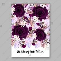 wedding photo -  Marsala dark red peony wedding invitation vector floral background invitation template