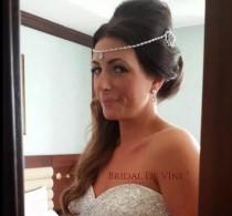 Bridal Forehead Band, Pearl Crystal Double Hair Comb - Brow Band, Boho Bride, Vintage wedding photo - Bridal Forehead Band, Pearl Crystal Double Hair Comb - Brow Band, Boho Bride, Vintage