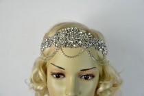Glamour Rhinestone flapper Gatsby Headband, Chain 1920s Wedding Crystal Headband Headpiece, Bridal Headpiece, 1920s Flapper headband wedding photo - Glamour Rhinestone flapper Gatsby Headband, Chain 1920s Wedding Crystal Headband Headpiece, Bridal Headpiece, 1920s Flapper headband