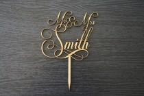 Custom Personalised Wooden Mr & Mrs Surname Wedding Cake Topper - Basic wedding photo - Custom Personalised Wooden Mr & Mrs Surname Wedding Cake Topper - Basic