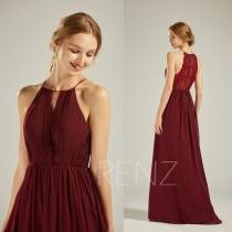 Prom Dress Wine Chiffon Bridesmaid Dress,Wedding Dress,Halter Maxi Dress,Illusion Lace Back Party Dress,Sleeveless A-line Formal Dress(L515) wedding photo - Prom Dress Wine Chiffon Bridesmaid Dress,Wedding Dress,Halter Maxi Dress,Illusion Lace Back Party Dress,Sleeveless A-line Formal Dress(L515)