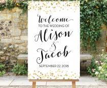 Wedding Welcome Sign Black Gold Dots, Printable Large Wedding Sign, Gold Dots Wedding, Black and Gold Wedding Decor, Engagement, Giselle wedding photo - Wedding Welcome Sign Black Gold Dots, Printable Large Wedding Sign, Gold Dots Wedding, Black and Gold Wedding Decor, Engagement, Giselle