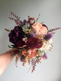 Fall Wedding Bouquet, Silk Wedding Bouquet, Rustic Bridal Bouquet, Burgundy Bouquet, Autumn Flower Bouquet, Artificial Flowers, Hydrangea wedding photo - Fall Wedding Bouquet, Silk Wedding Bouquet, Rustic Bridal Bouquet, Burgundy Bouquet, Autumn Flower Bouquet, Artificial Flowers, Hydrangea