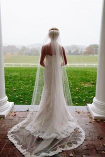 Lace Bridal Veil , Lace Wedding Veil, white ivory soft veil bridal Veil Fingertip Elbow Cathedral Chapel Waltz length bridal veil wedding photo - Lace Bridal Veil , Lace Wedding Veil, white ivory soft veil bridal Veil Fingertip Elbow Cathedral Chapel Waltz length bridal veil