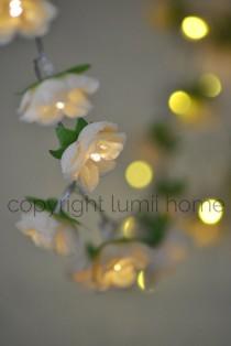 Antique cream Rose Flower Fairy string warm white LED Lights, bedroom decoration vintage wedding decor valentines girlfriend present gift wedding photo - Antique cream Rose Flower Fairy string warm white LED Lights, bedroom decoration vintage wedding decor valentines girlfriend present gift
