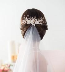 wedding photo -  Wedding Hair Comb, Gold Bridal Hairpiece, Beaded Bridal Headpiece, Flower Hair Comb, Wedding Hairpiece, Flower Headpiece, Bridal Hair Comb