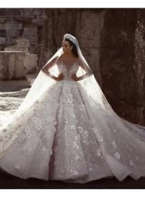 wedding photo -  Luxus Brautkleider Mit Ärmel A Linie Spitze Hochzeitskleider Kristal Modellnummer: BC0151