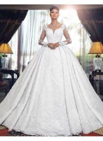 wedding photo -  Luxury Brautkleider A Linie Spitze Hochzeitskleider Mit Ärmel Modellnummer: XY301