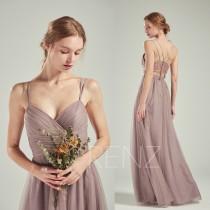 Bridesmaid Dress Dark Mauve Tulle Dress,Wedding Dress,V Neck Maxi Dress,Illusion Lace Back Prom Dress,Criss Cross Straps Party Dress(LS498) wedding photo - Bridesmaid Dress Dark Mauve Tulle Dress,Wedding Dress,V Neck Maxi Dress,Illusion Lace Back Prom Dress,Criss Cross Straps Party Dress(LS498)