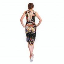 ISABELLE Argentine tango dress with open back. Floral print midi wiggle dress. Backless wedding guest dress. Ballroom dance dress with slit. wedding photo - ISABELLE Argentine tango dress with open back. Floral print midi wiggle dress. Backless wedding guest dress. Ballroom dance dress with slit.