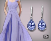 wedding photo -  Provence Lavender Crystal Earrings, Swarovski Lavender Silver Earrings, Periwinkle Bridesmaid Teardrop Earrings, Lilac Wedding Earrings