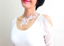 wedding photo -  Unique Gift Handmade Mom Gift Mother Gift Mother's Day Gift White Lace Necklace Statement Necklace Silver Necklace Mom Gift For Her